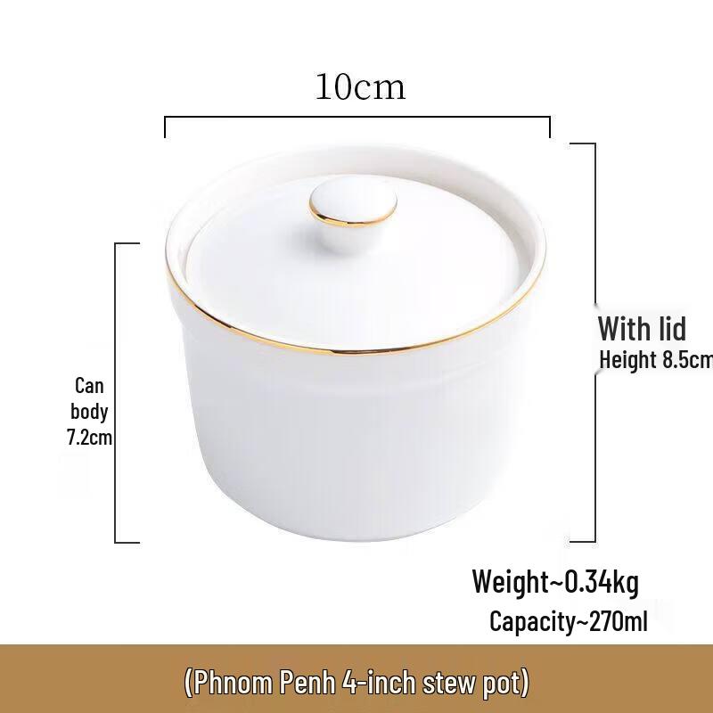 Pure White Ceramic Double Boiler Stew Pot