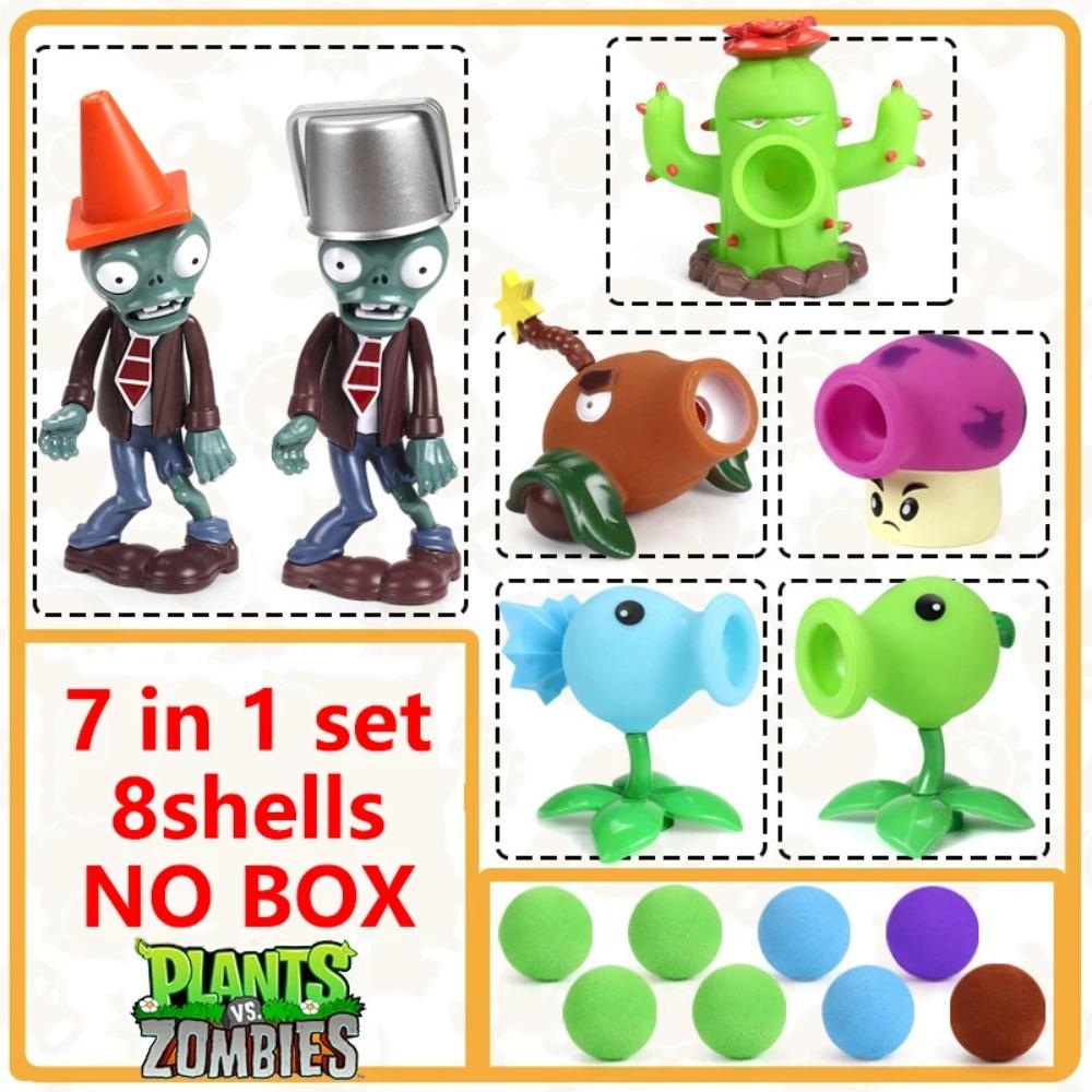 Plants vs Zombies 2 Spielset Kaktus Erbsenschießer Kokosnusskanone Echtes Spielszenen Figuren Ornamente Weiches Silikon Geburtstagsgeschenk Junge