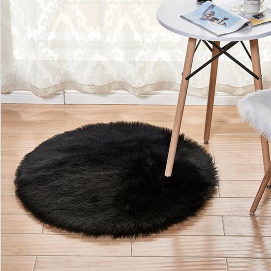 Furry Round Floor Mat Plush Soft Bedroom Rug Solid Color Machine Washable Fluffy Area Rug for Kids Rooms Nursery Living Room