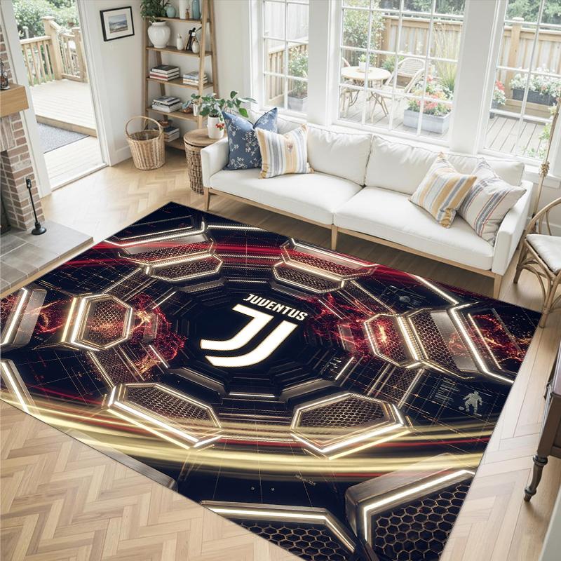 Juventus FC Design Crystal Velvet Carpet Cozy Non?Slip Printed Rug For Bedroom Living Room Entrance