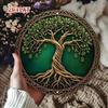 Vintage Green Gold Metal Wall Art Celtic Tree Sign, 2D Flat Aluminum Decor Heavy Duty For Living Room