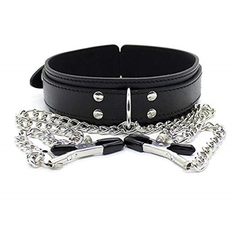 Leather Collar Nipple Clip For Women Alternative Fetish Play Toys Adjustable Bondage Accessories Sensual Stimulation Adult Products