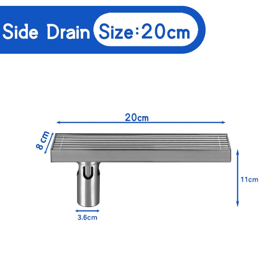 

Трапа для підлоги з нержавіючої сталі 304 Прямокутник Зсувний дезодорант Душ для ванної кімнати Довгий лінійний дренаж Бокова трапа для підлоги Матовий