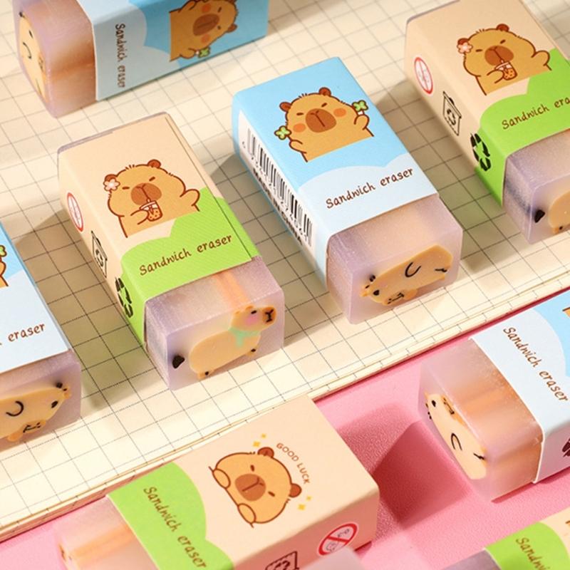 36PCS Colorful Capybara Eraser Creative Animal Shape Eraser For Student Children Classroom Reward Stocking Fillers