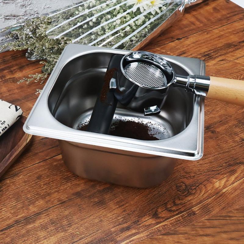Coffee Knock Box Food Safe Stainless Steel Large Capacity Coffee Grounds Bin for Home Espresso Making Use