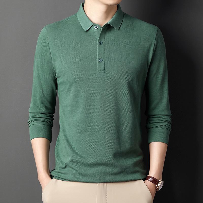 Men's Standing Collar Lapel Large Size Striped Long Sleeve Casual Business Pullover Long Sleeve