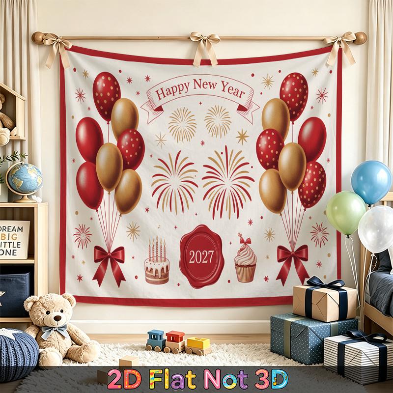 Party Backdrop New Year Fireworks Balloon Cake Flat Weddings Birthdays Showers Balloons Photo Background Decor Front Door Decor