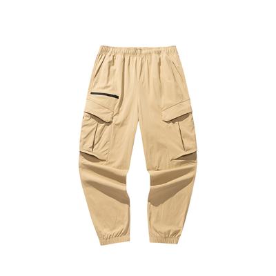 Comfortable Breathable Solid Color Mid Waist Drawstring Casual Pants Men Bottoms Khaki 152518516-1