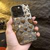 Love Heart Leopard Print Electroplate Silver Phone Case For iPhone 16 Pro Max 15 14 13 12 11 7 8 Plus X XS XR Shockproof Cover
