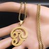 Indien Tamil Om Symbol Halskette für Damen Herren Edelstahl Goldfarbe Buddhistisches Om Shiva Yoga Anhänger Halsketten Schmuck N8089S01