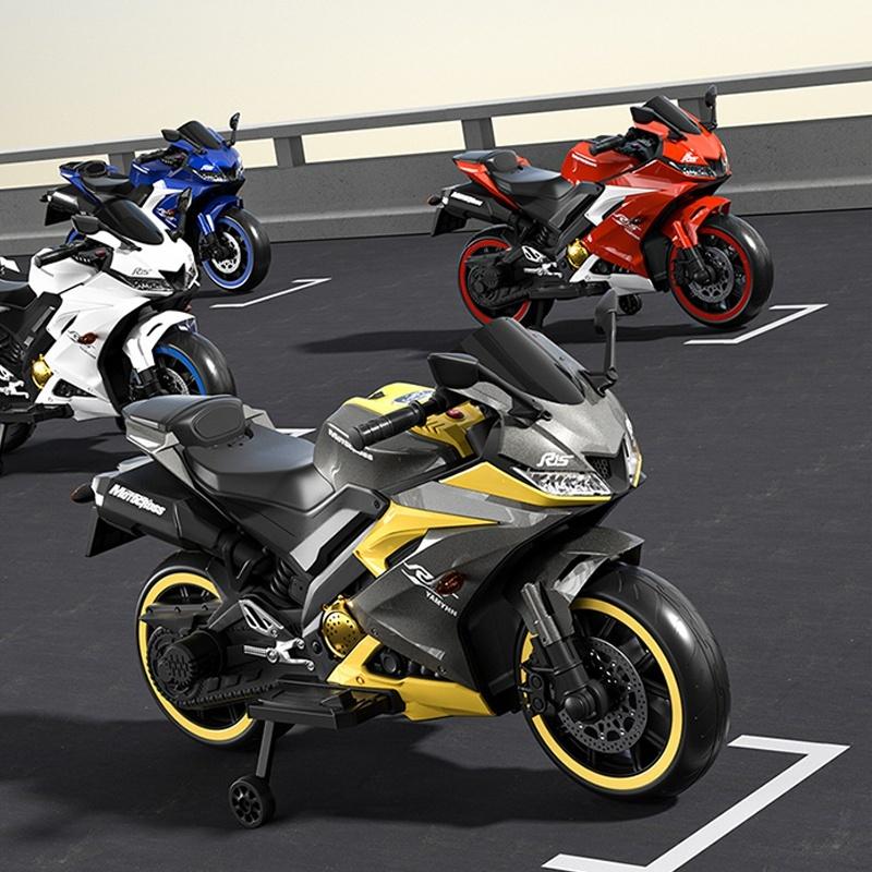 Kinder Elektro-Motorrad Dreiräder Dual Drive Kinderauto mit Fernbedienung Bluetooth Musik LED-Licht