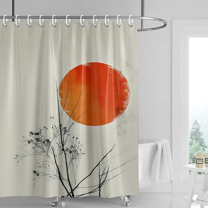 Nordic Style Bathroom Soft Fabric Shower Curtain Abstract Tropical Plant Art Pattern Waterproof Bathroom Decorative Curtain