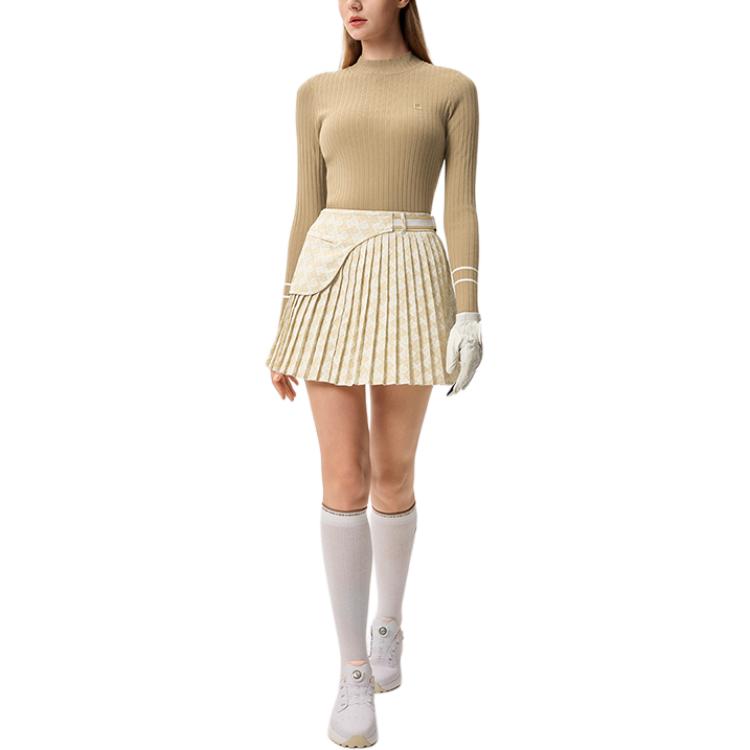 Fila Golf Series Fashion Versatile Simple Skirt Pants Casual Skirt Women Skirts Light-Khaki-Yellow A11W515312F-LK