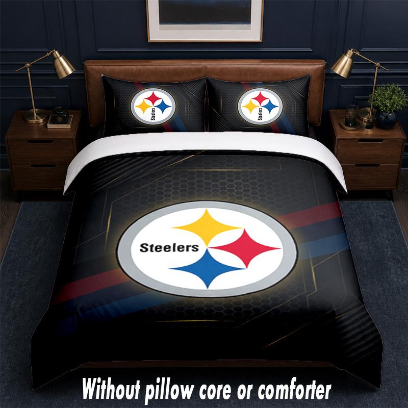 Pittsburgh Steelers Design Bed Bedding Set 1 Duvet Cover + 2 Pillowcases Soft Breathable Household Bed Linens