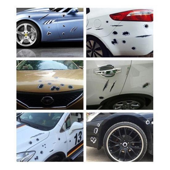 Cool Funny Bullet Hole Pattern Automotocyklová helma Kolo DIY samolepka