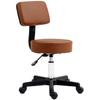 Beautician's Swivel Salon Chair W/ Padded Seat Back 5 Wheels Adjustable Height Salon Hairdressers Tattoo Spa Rolling Cushion Professional 48cm Brown
