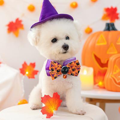 Halloween Dog Collars Accessories Cute Little Dogs Cats Dress Up Supplies Luminous Pumpkin Skull Pet Collars Holiday Decorations