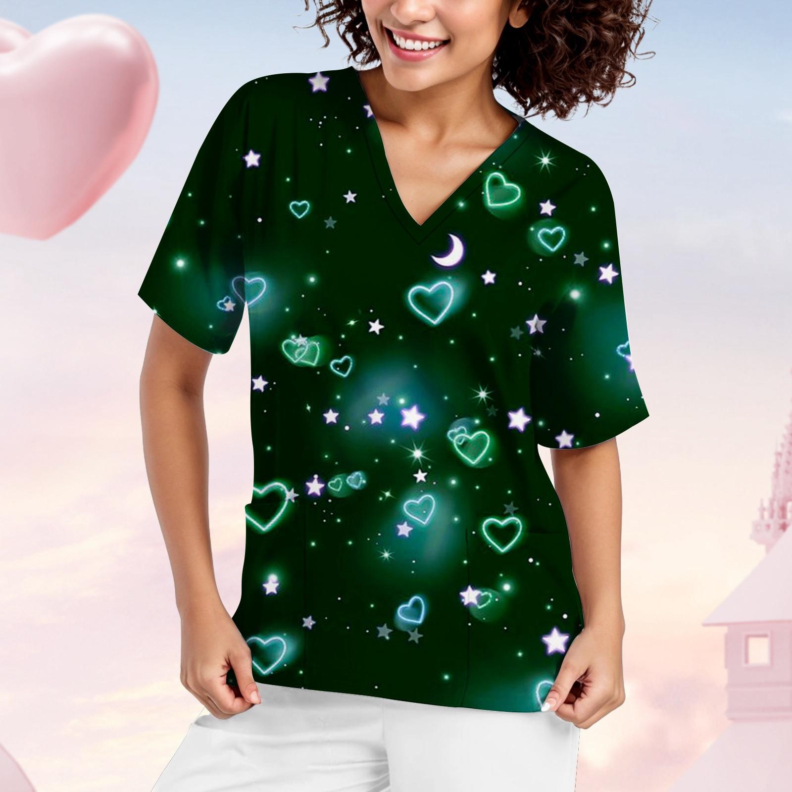 

20254 Топы-халаты для женщин с коротким рукавом, мультяшная спа-униформа, медицинская униформа, униформа для медсестер, зоомагазина, туника с V-образным вырезом и карманами 2XL