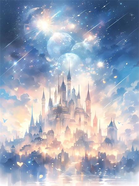 Diamond Art Painting Castle Fireworks Full Square Round Embroidery Mosaic Fantasy Landscape Home Decor