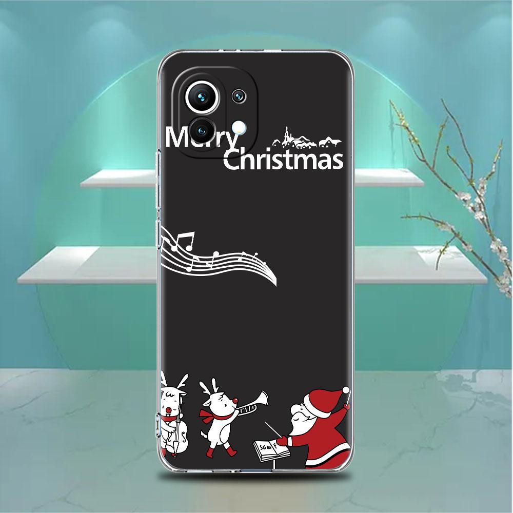 Frohe Weihnachten im Winter, transparente Hülle für Xiaomi Mi Poco X3 NFC M3 Pro F3 F1 11 Lite 12 Note 10 11T 9T, transparente Telefonabdeckung
