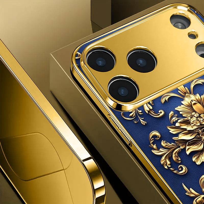 Jewelry Art Decoration Pattern Gold Metallic Paint Glass Phone Case For iPhone 17 11 12 13 14 15 16 Pro Max Plus 17Air 16E Cover