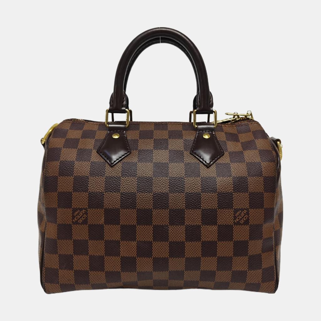 [Pre-Owned] Speedy 25 Checkered Strap Pillow Bag Coated Canvas Shoulder Tote - Very Good #15FF7C6