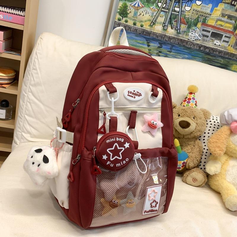 Schultasche College-Stil Schultasche Mädchen Mittelschule Koreanische Version Niedlicher Reiserucksack Einfach Große Kapazität High-School-Schülerrucksack