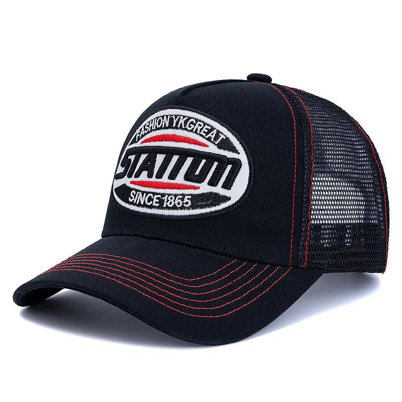 Unisex Baseballkappe Classic STATION Buchstabenmuster Mesh Cap Herren und Damen Atmungsaktive Streetwear Sommer Trucker Hat