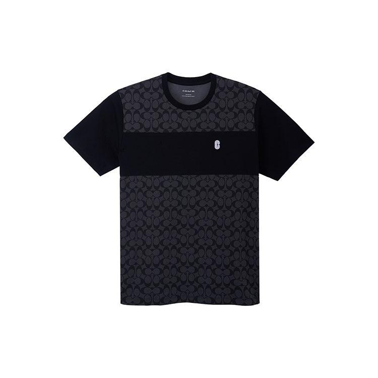 COACH SS22 Men Patchwork Short Sleeve T-shirt Black C9602-R8E
