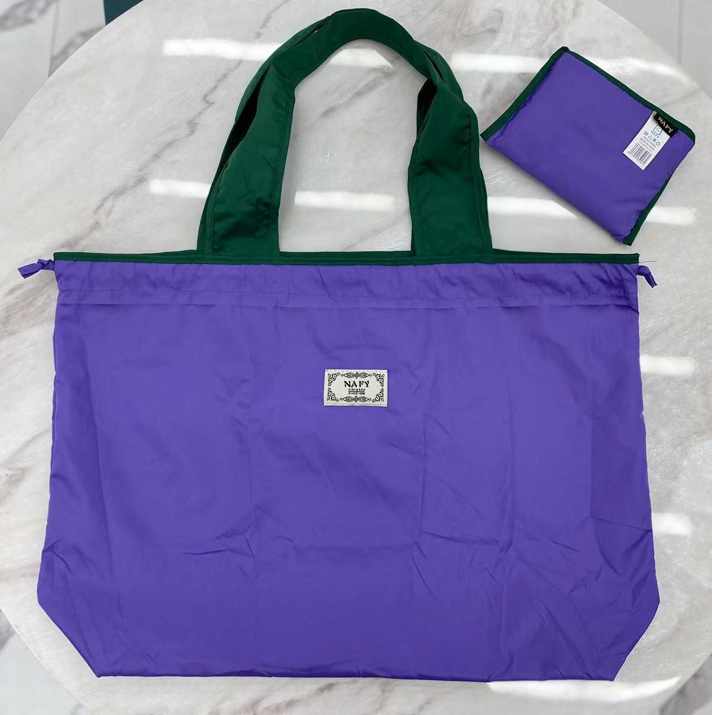 Eco-friendly Lightweight Water-repellent Foldable Shopping Bag with Drawstring Closure and Large Capacity