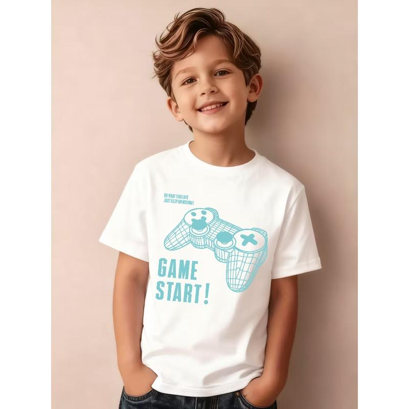 Summer Boys Fashion Short-Sleeve T-Shirt with Letter Cartoon Print Casual Outdoor 110