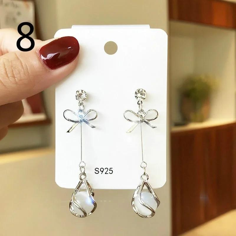 

Pure Silver Pearl Tassel Earrings Women Minimalist Temperament High-end Touch Earrings Korean Personality Fashion Earrings 8