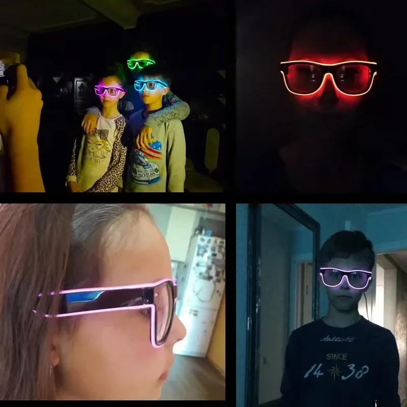 Led Glasses Neon Party Glasses Luminous Novelty Gift Glow Sunglasses LED Sunglasses Bar Party Dance DJ Bright Flashing Glasses