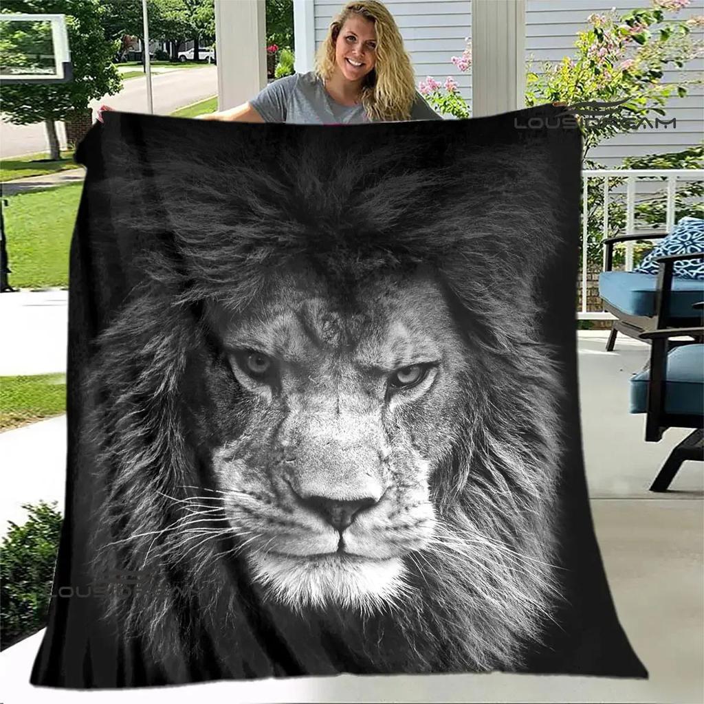 3D Lion Printed Blanket Picnic blanket blankets for beds Flange Warm blanket Home travel blankets bed linings birthday gift