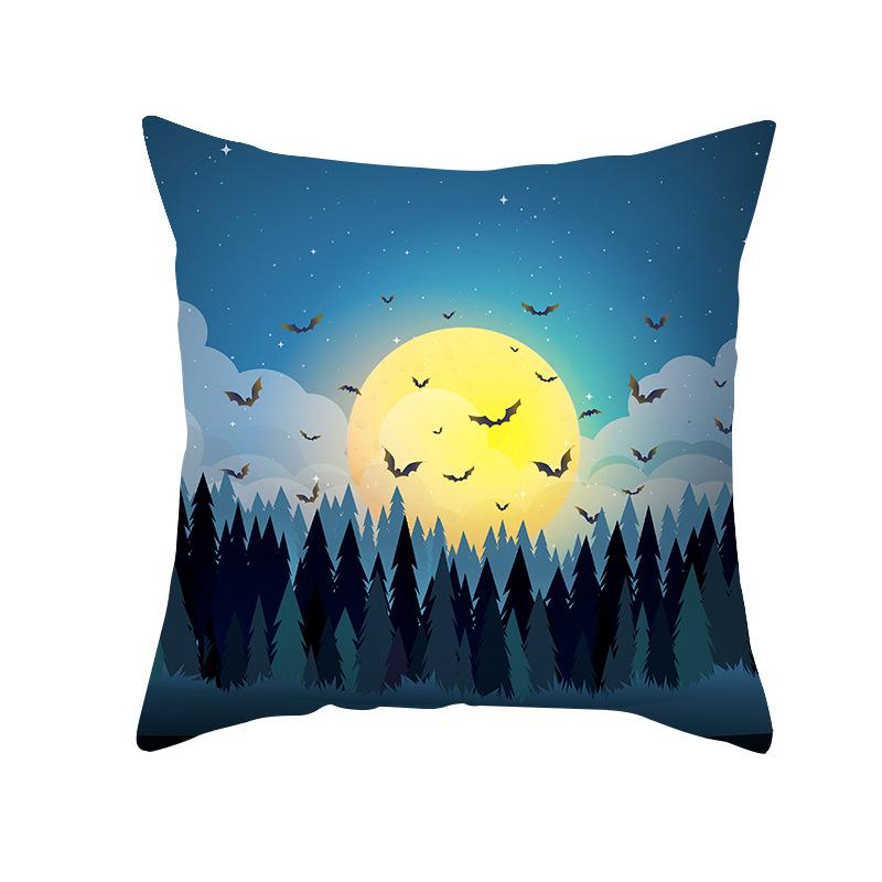Home Cartoon Pumpkin Head Halloween Pillow Cover Peach Velvet Cushion Cover Office Sofa Cushion Cover