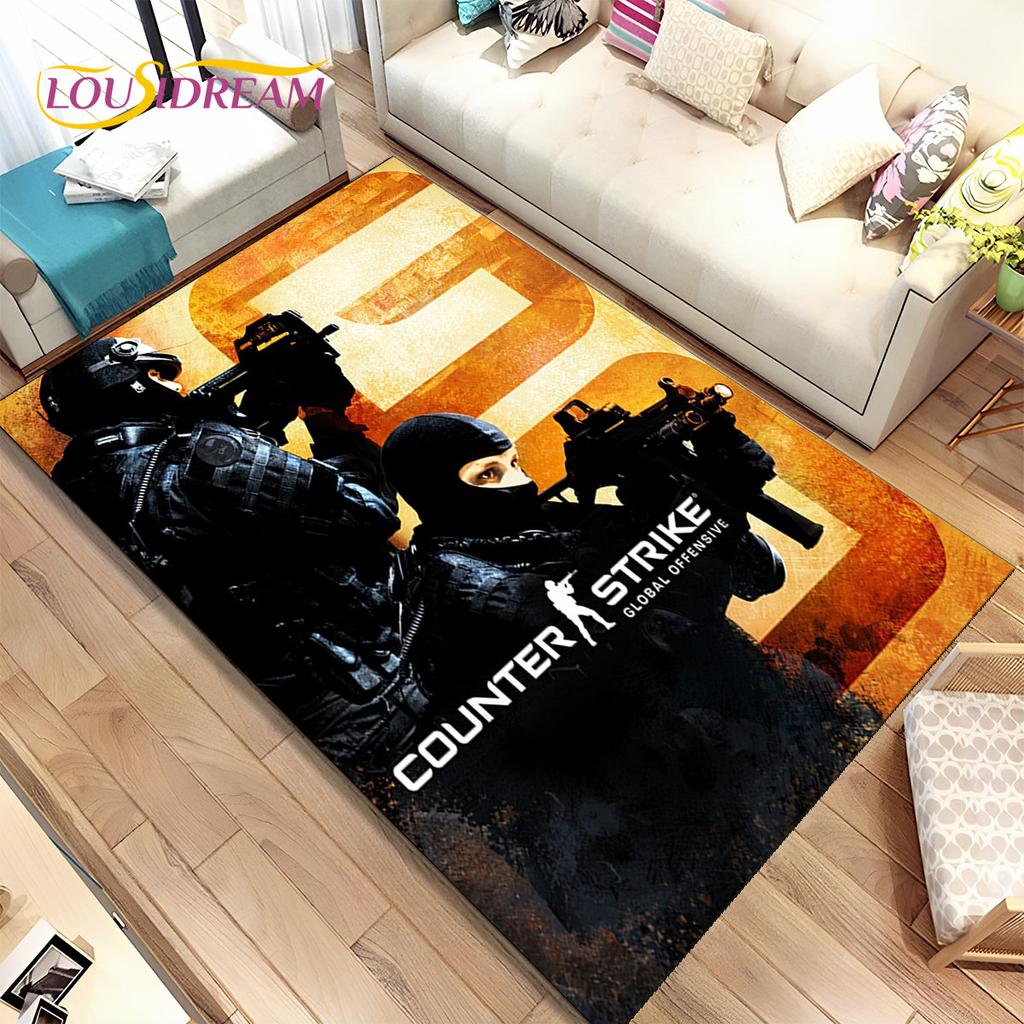 CS GO,Game Gamer,Counter Strike Area Rug,Carpet Rug for Home Living Room Children Bedroom Sofa Doormat Decor,Non-slip Floor Mat