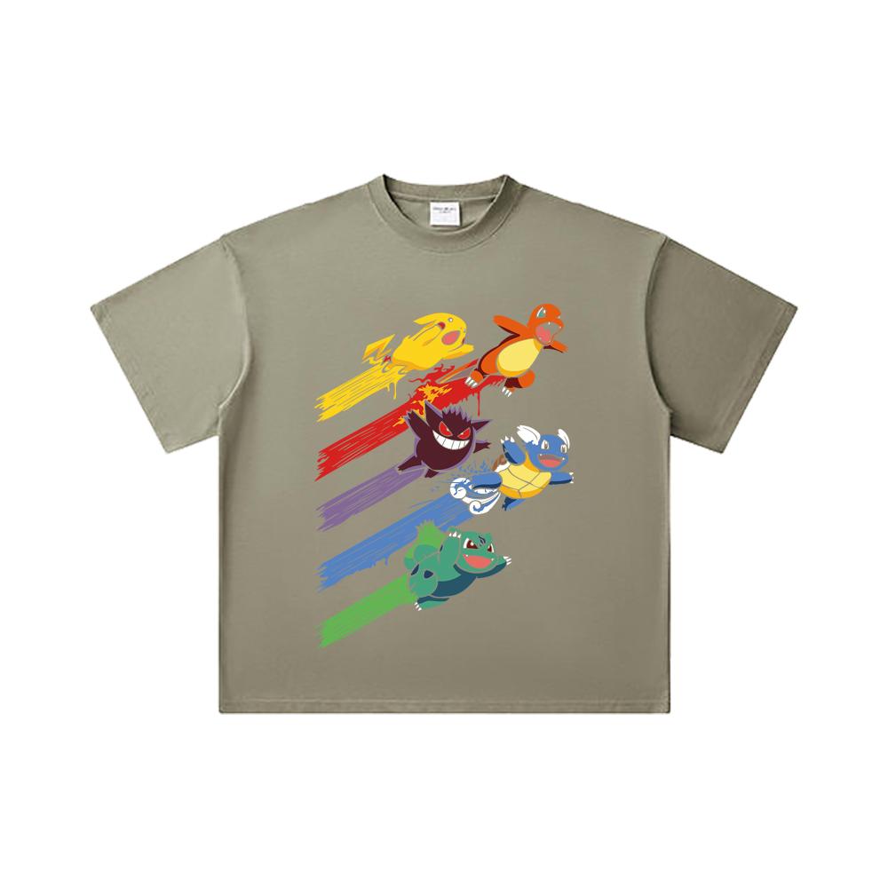 260 GSM Double Yarn 32 Count 100% Cotton Pokemon V21 Print Unisex Heavy Cotton T Shirt