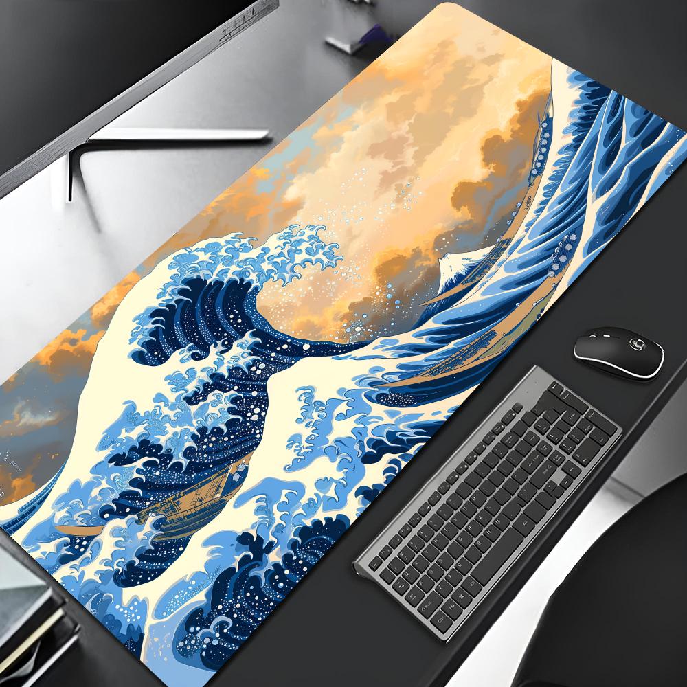 Japan Art Great Waves (5) Mouse Pad Edge Big Gaming Locking Computer Gamer Large Rubber Art Mousepad Laptop Xxl Desk Mat