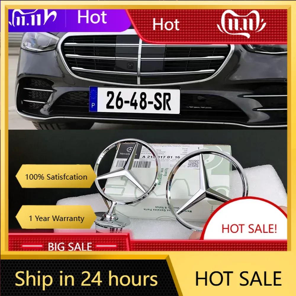 Neuer C200 E200 Für Mercedes Benz 1 Stück 44mm 3D Metall Blau Chrom Stern Motorhaube Logo Emblem Plakette für Mercedes Benz W202 W203 W
