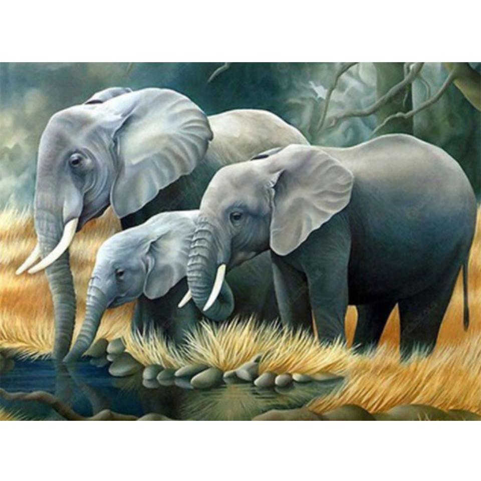 5D DIY-diamantmålning Djurelefant Strasskonstbild Full diamantbroderigåva Inlagd mosaik Heminredningssats