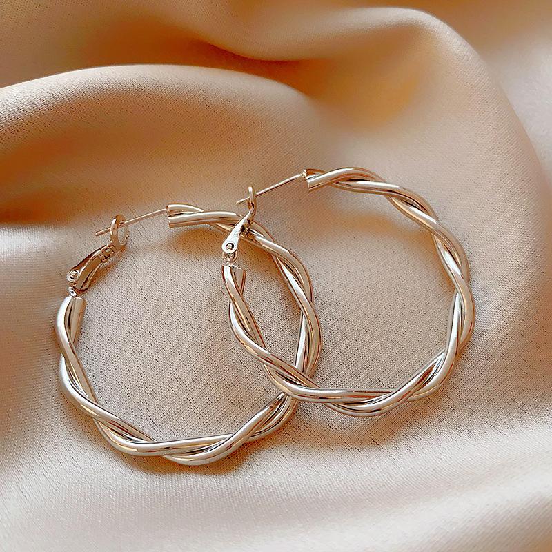 Fan Flower Bamboo Tassel Earrings Trend Ear Hook National Style Temperament High-end Earrings