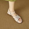 Krazing Pot Cow Skin Thick Med Heels Peep Toe Summer Size 42 Brand Shoes Street Wear Gladiator Elegant Women Sandals