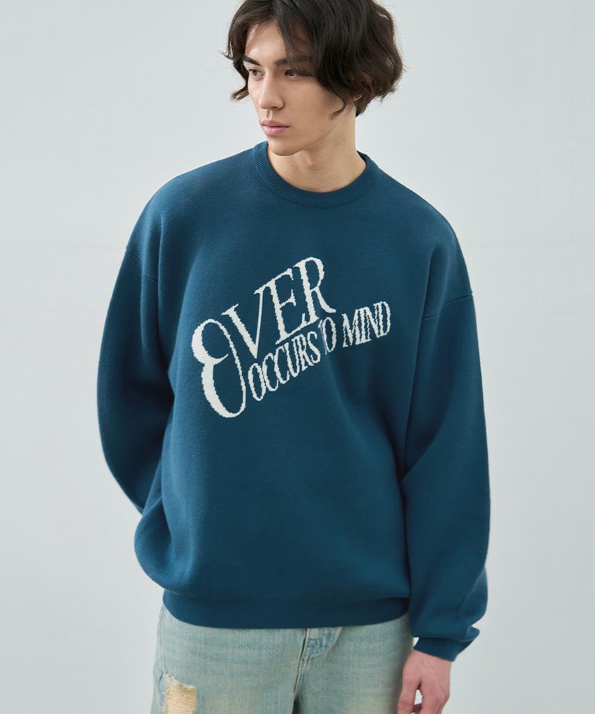 DRAW FIT Ocers Lettering Pullover Knit [Blue]