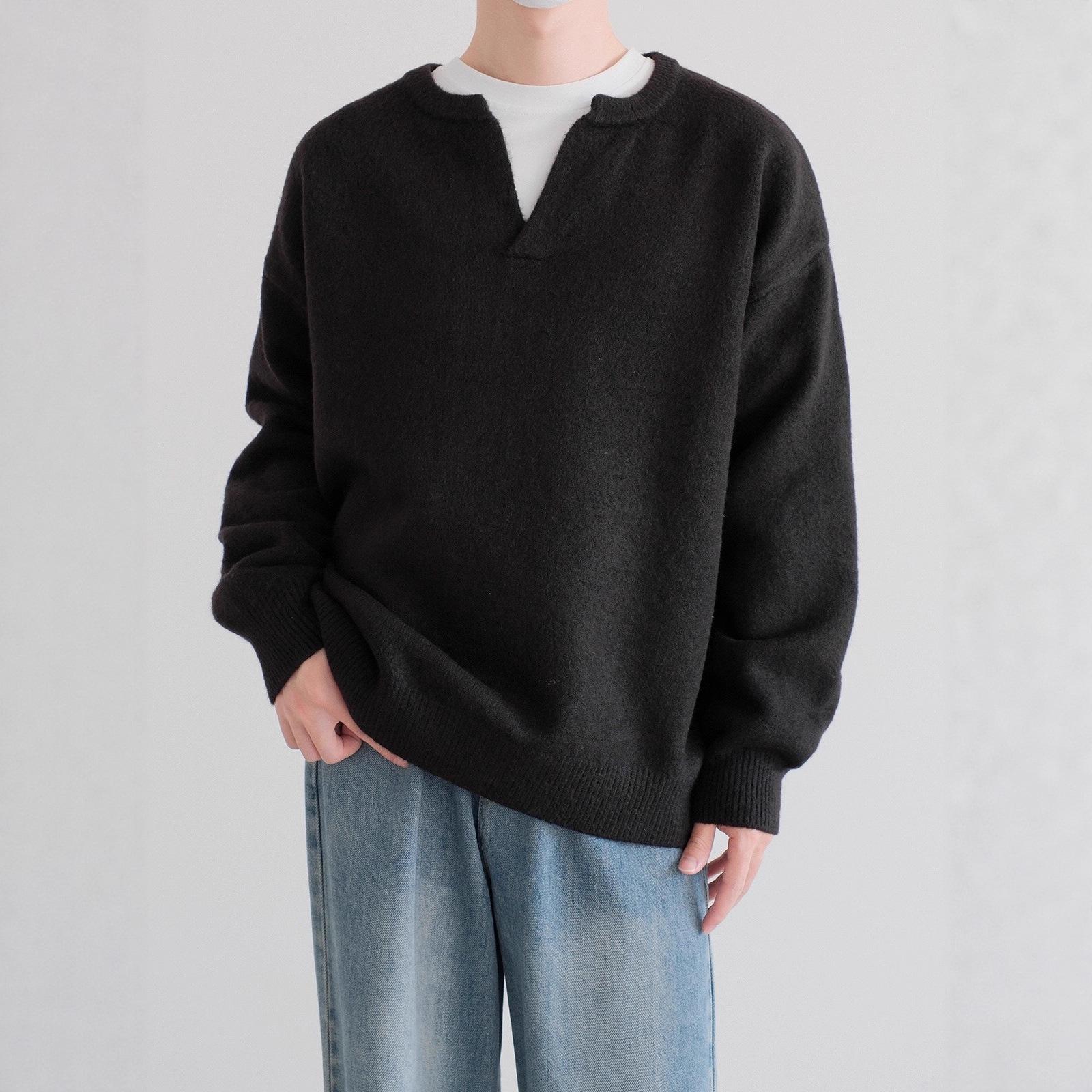 

Men s Retro Casual V-Neck Knit Sweater - Grey XL чорний