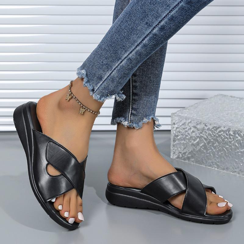 Fashion 2025 Summer Hot Sale Women’s Open Toe Slippers Outdoor Concise Wedges High Quality Slippers for Daily Casual New Sandals Zapatos