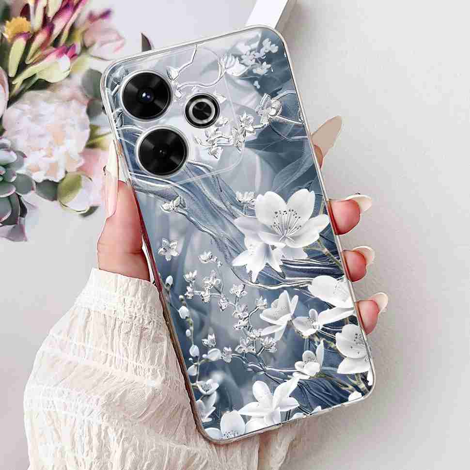 For Xiaomi Redmi 13 4G Case Fashion Girl Flower Silicone Soft TPU Shockproof Cover Coque For Redmi13 redemi13 Bumper Phone Case