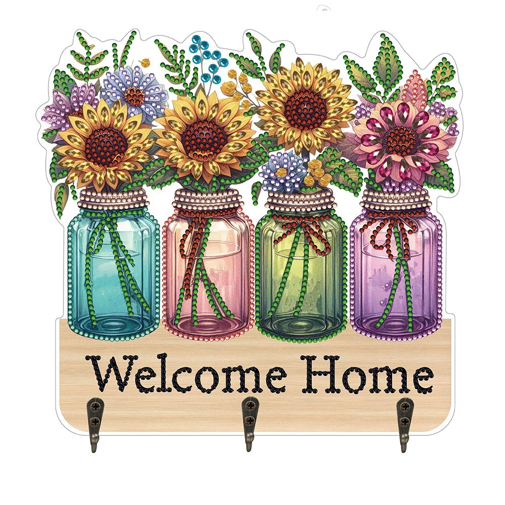 Wooden Funny Kitten Diamond Art Hanging Hooks Rhinestone Painting Coat Hook 3 Hooks Diamond Painting Hook Rail for Wall Cabinet