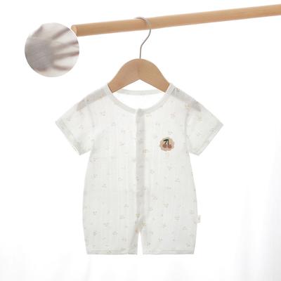 Newborn Baby Short Sleeve Romper, Lightweight Breathable Cotton Infant One Piece Pajamas, Summer Baby Crawling Outfit for Boys and Girls