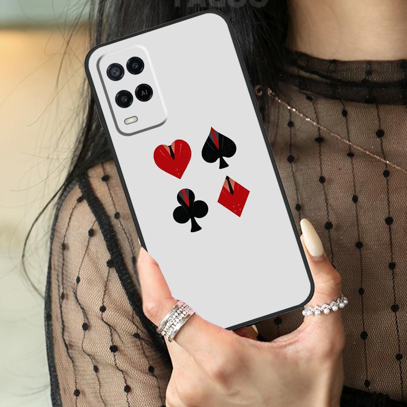 Ace of Spades Poker Case For Oppo A16 A76 A96 A17 A18 A60 A80 A40 A38 A58 A78 A98 A94 A74 A54 A15 A57 A77 A5 Pro