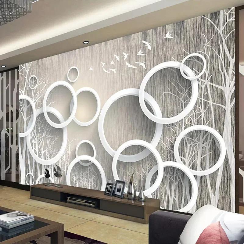 Modern Abstract Wallpaper Art Circle Forest Photo Wall Mural Living Room Tv Sofa Background Wall Painting Frescoes
